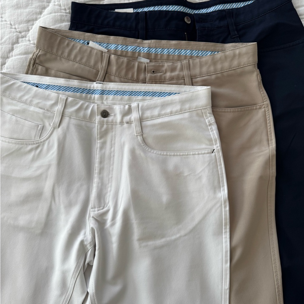 FootJoy Men's Golf Pants in Navy, Beige, and white